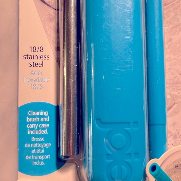 Joie Straw On The Go set NWT,reusable, stainless steel straw+cleaning brush+case - Picture 4 of 7
